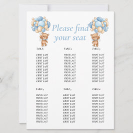 Teddybeer Ballon Tafelkaart Blauwe Jongen Kaart