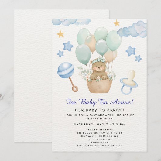 Teddybeer Ballon Thema Knuffel Beren Ballonnen Fee Kaart (Voorkant / Achterkant)