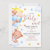 Teddybeer Ballon Wolken Baby Sprinkle Kaart (Voorkant)