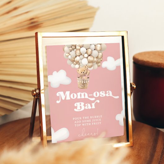 Teddybeer Ballonenshow Baby Meisje Moederdag Mo-mo Poster