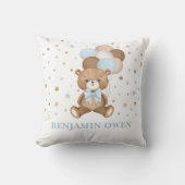  teddybeer ballonnen baby jongen kwekerij kussen (Voorkant)