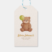 Teddybeer Ballonnen Baby Shower Cadeaulabel (Achterkant)