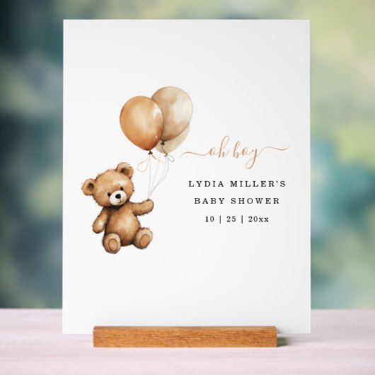 Teddybeer Ballonnen baby shower Genderneutraal Acryl Bord (Neutraal)