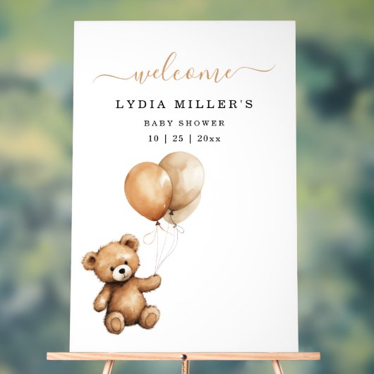 Teddybeer Ballonnen baby shower Genderneutraal Acryl Bord (Neutraal)