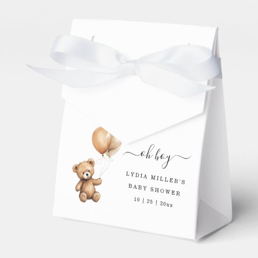 Teddybeer Ballonnen baby shower Genderneutraal Bedankdoosjes (Voorkant Zijde)