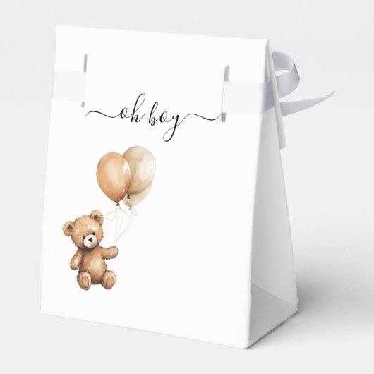 Teddybeer Ballonnen baby shower Genderneutraal Bedankdoosjes (Achterkant)