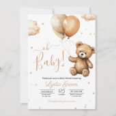 Teddybeer Ballonnen baby shower Genderneutraal Kaart (Voorkant)