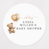 Teddybeer Ballonnen baby shower Genderneutraal Labels (Design 1)