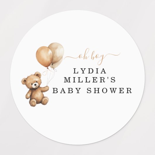 Teddybeer Ballonnen baby shower Genderneutraal Labels (Design 1)