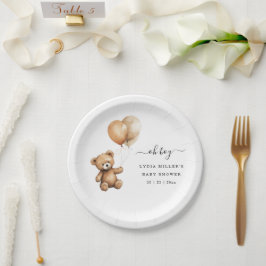 Teddybeer Ballonnen baby shower Genderneutraal Papieren Bordje