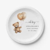 Teddybeer Ballonnen baby shower Genderneutraal Papieren Bordje (Voorkant)