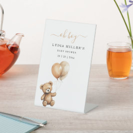Teddybeer Ballonnen baby shower Genderneutraal Reclamebord Met Voetstuk