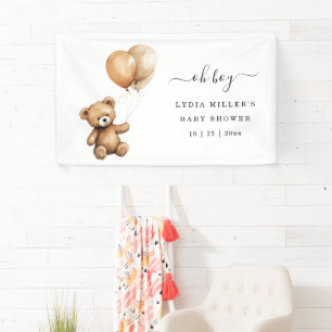 Teddybeer Ballonnen baby shower Geslacht neutraal Spandoek