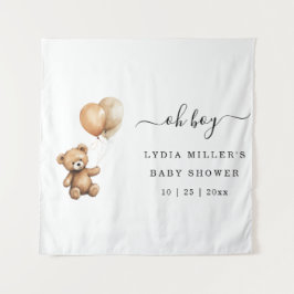 Teddybeer Ballonnen baby shower Geslacht neutraal Wandkleed