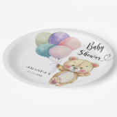 Teddybeer ballonnen - Baby shower Papieren Bordje (Gekanteld)