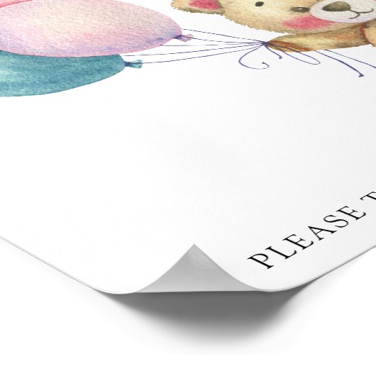 Teddybeer ballonnen - Bedankt voor uw komst Poster (Hoek)