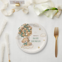 Teddybeer ballonnen beige groen Baby shower