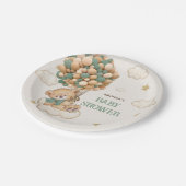 Teddybeer ballonnen beige groen Baby shower Papieren Bordje (Gekanteld)