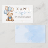 Teddybeer ballonnen Blauw Baby showers luier Raffl Informatiekaartje (Voorkant / Achterkant)