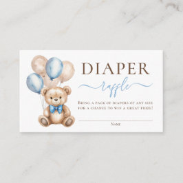 Teddybeer ballonnen Blauw Baby showers luier Raffl Informatiekaartje