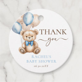 Teddybeer ballonnen | Blue Boy-Baby shower Bedankjes Labels