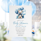 Teddybeer ballonnen Blue Boy Baby shower Kaart