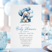 Teddybeer ballonnen Blue Boy Baby shower Kaart