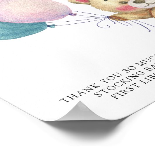 Teddybeer ballonnen - boeken voor baby poster (Hoek)