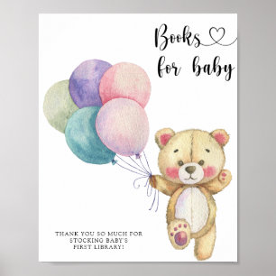 Teddybeer ballonnen - boeken voor baby poster