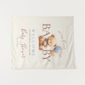 Teddybeer Ballonnen Boho Blauwe Roos Bloem Rustiek Wandkleed (Voorkant (horizontaal))