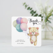 Teddybeer ballonnen - dank u bedankkaart (Staand voorkant)
