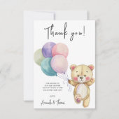Teddybeer ballonnen - dank u bedankkaart (Voorkant)