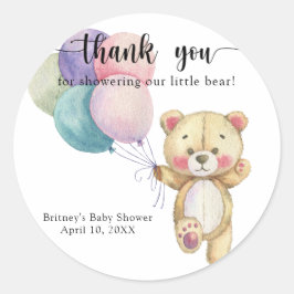 Teddybeer ballonnen - dank u ronde sticker
