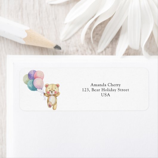 Teddybeer ballonnen etiket (Insitu)