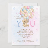 Teddybeer ballonnen Geslacht onthullen Bedankkaart (Voorkant)