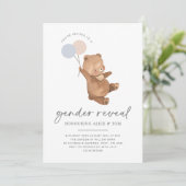 Teddybeer ballonnen Geslacht onthullen Kaart (Staand voorkant)