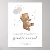 Teddybeer ballonnen Geslacht onthullen welkomstbor Poster (Voorkant)
