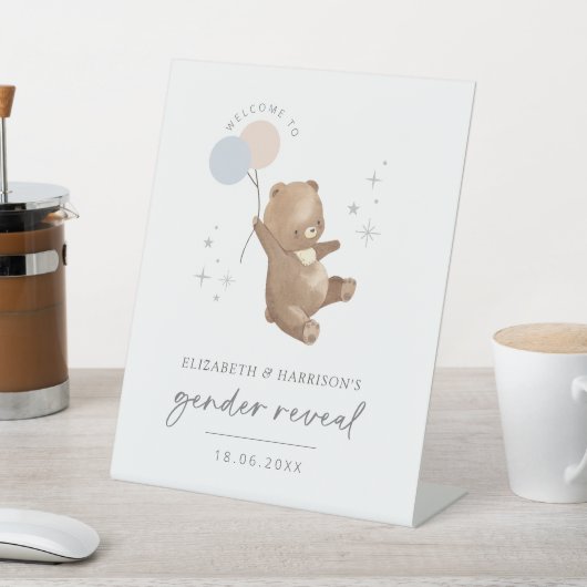 Teddybeer ballonnen Geslacht onthullen welkomstbor Reclamebord Met Voetstuk (Insitu)