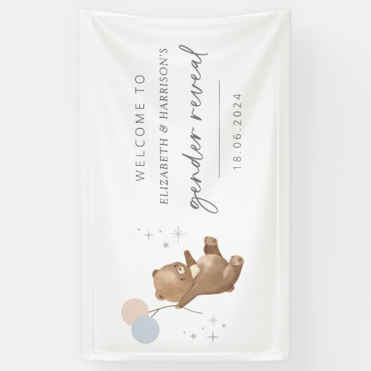 Teddybeer ballonnen Geslacht onthullen welkomstbor Spandoek (Verticaal)