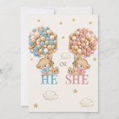 Teddybeer Ballonnen Hij of Zij Genderonthulling Kaart (Achterkant)