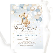 Teddybeer Ballonnen Hopen op een Jongen Baby Showe Kaart