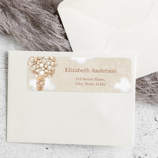 Teddybeer ballonnen Neutraal Baby shower Label