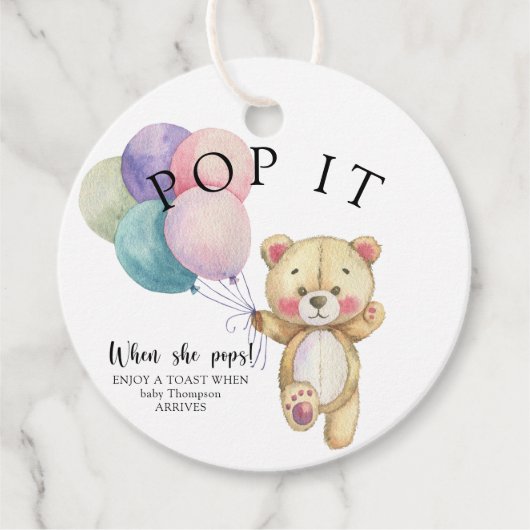 Teddybeer ballonnen - Pop het! Bedankjes Labels (Voorkant)