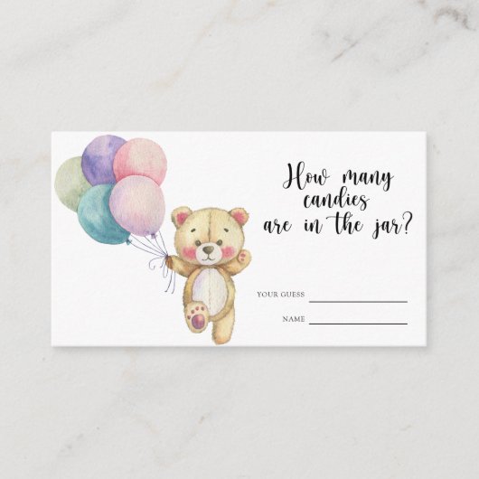 Teddybeer ballonnen - raad eens hoeveel snoepjes informatiekaartje (Voorkant)