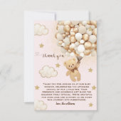 Teddybeer ballonnen roze goud Tan Bedankkaart (Voorkant)