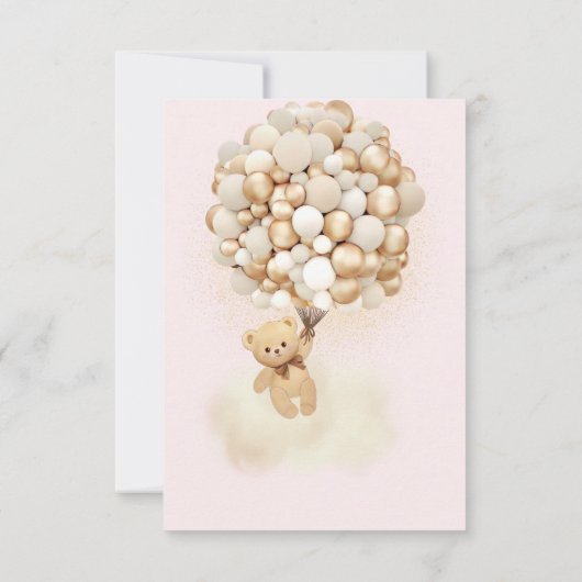 Teddybeer ballonnen roze goud Tan Bedankkaart (Achterkant)
