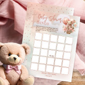 Teddybeer ballonnen roze meisje Baby shower bingo Kaart