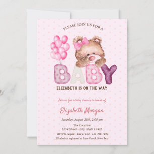 Teddybeer Ballonnen Stippen Baby Shower Kaart