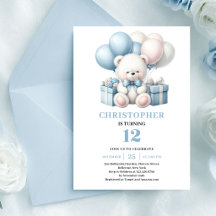 Teddybeer ballonnen uitnodiging voor jongens verja