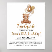 Teddybeer ballonnen Verjaardag Tijd Capsule teken Poster (Voorkant)